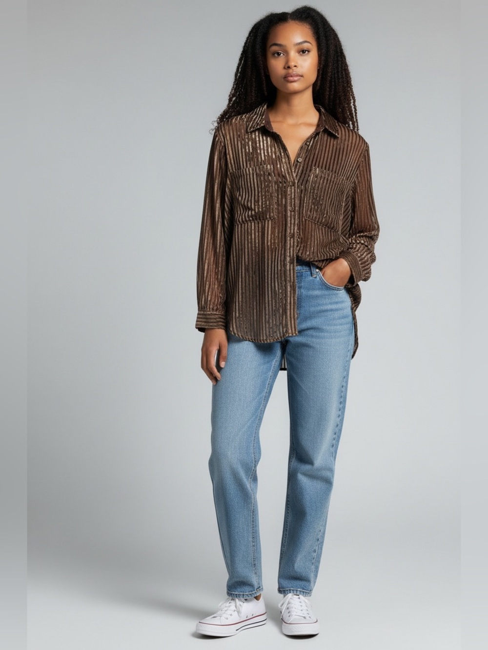 Pilcro Brown Striped Button-Down Shirt
